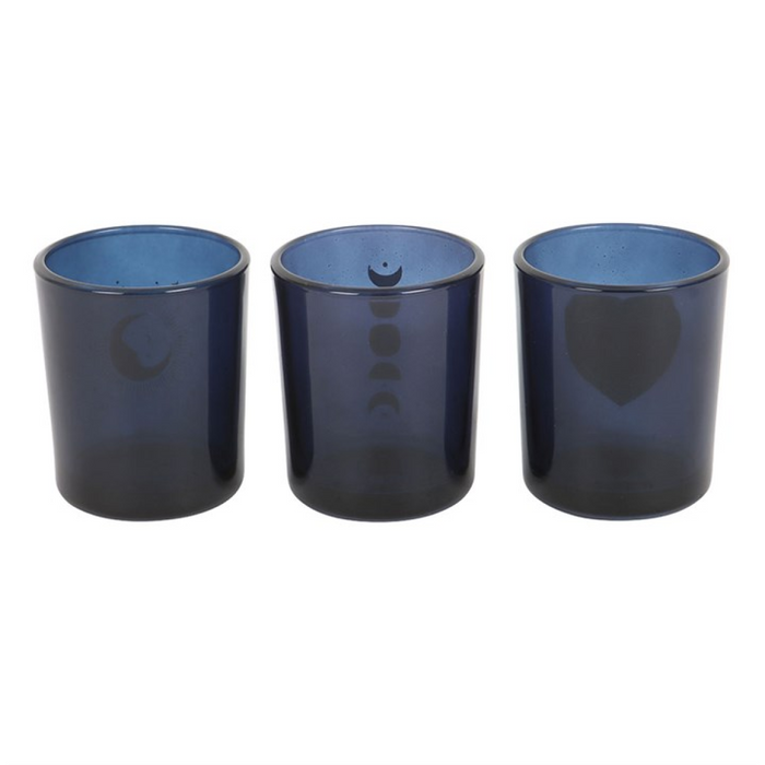 Set of 3 Blue Moon Votive Candle Holders 🇬🇧