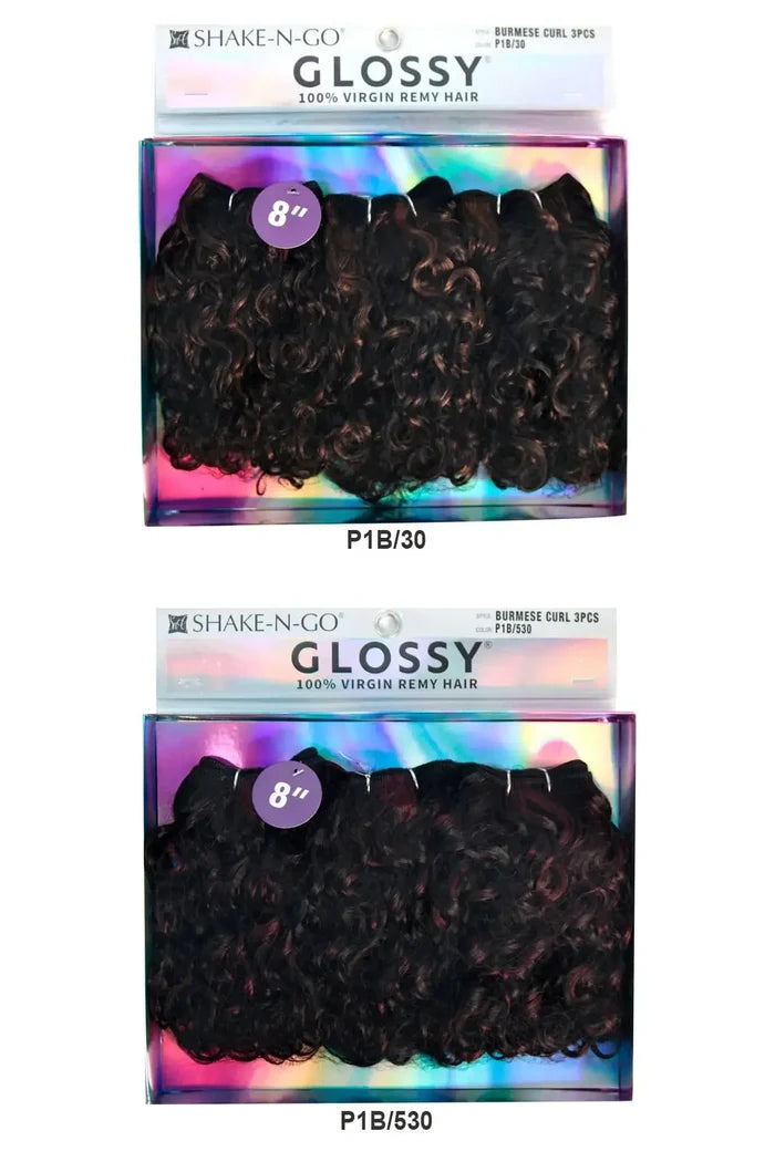 Glossy Burmese Curl 3pcs weave packaging in piano colors P1B/30 and P1B/530