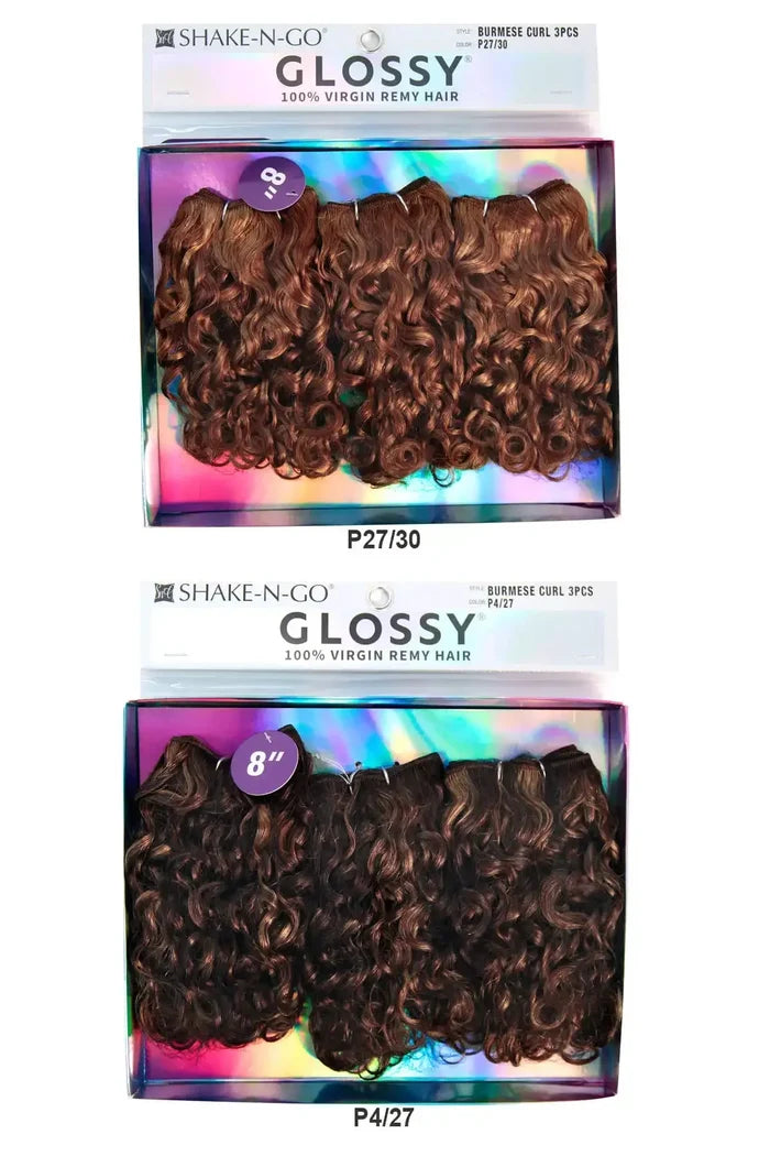 Glossy Virgin Hair weave bundle packaging in highlight colors P27/30 and P4/27