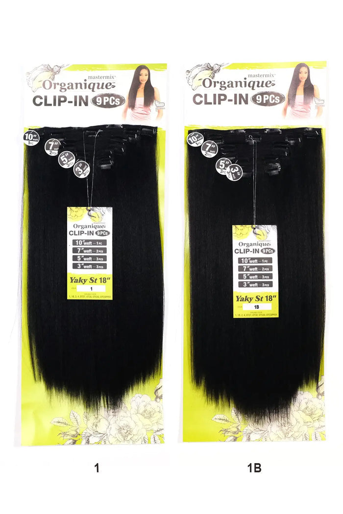 SHAKE N GO ORGANIQUE HUMAN HAIR BLEND CLIP-IN 9PCS - YAKY STRAIGHT 18" SHAKE N GO