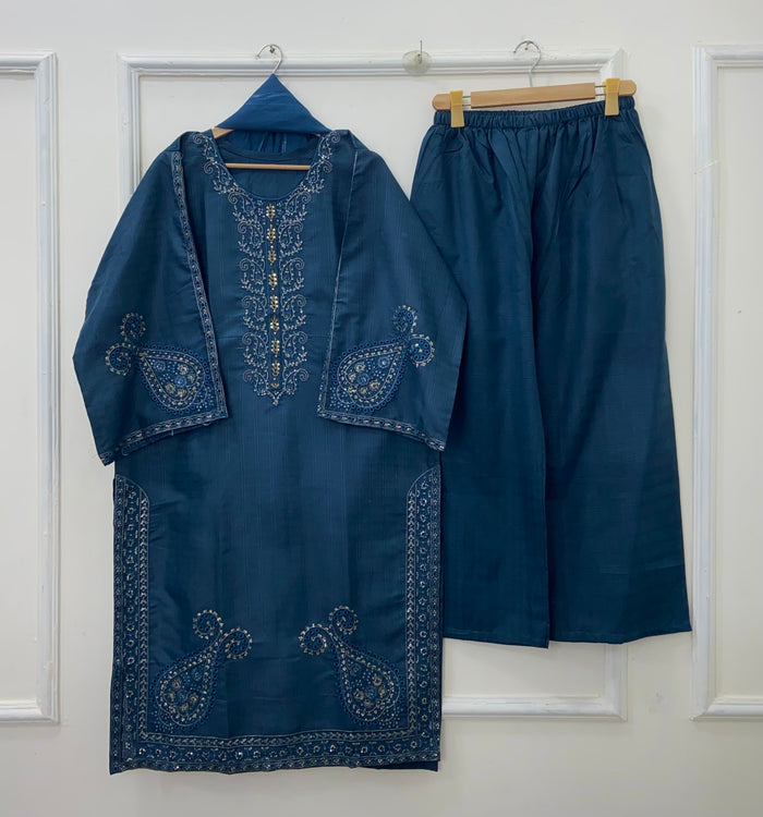 Shimmery Embroidered 3PC (Premium Cotton) D-480