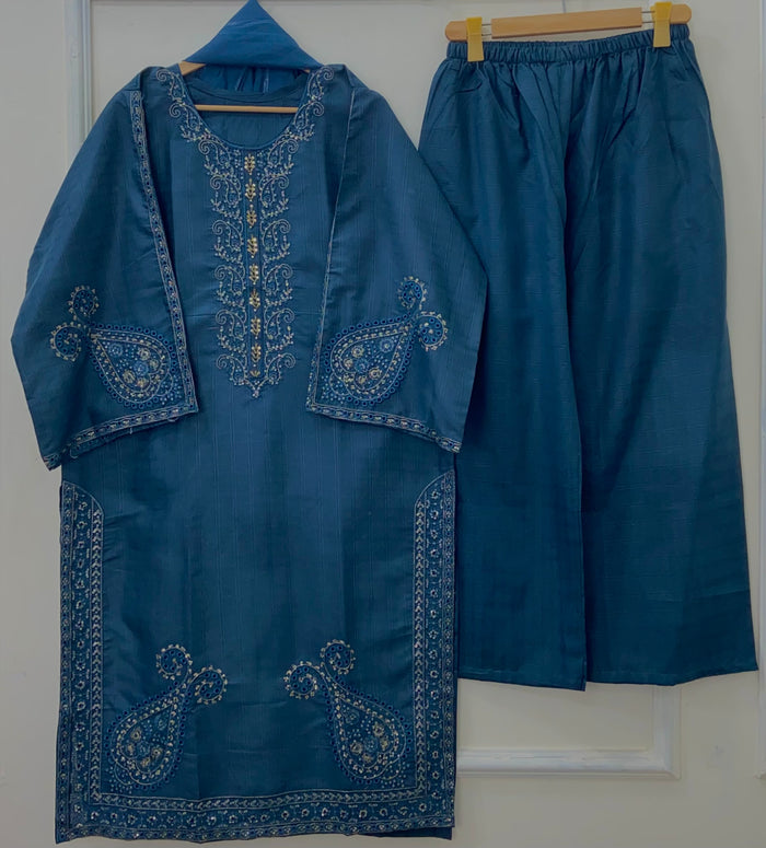 Shimmery Embroidered 3PC (Premium Cotton) D-480