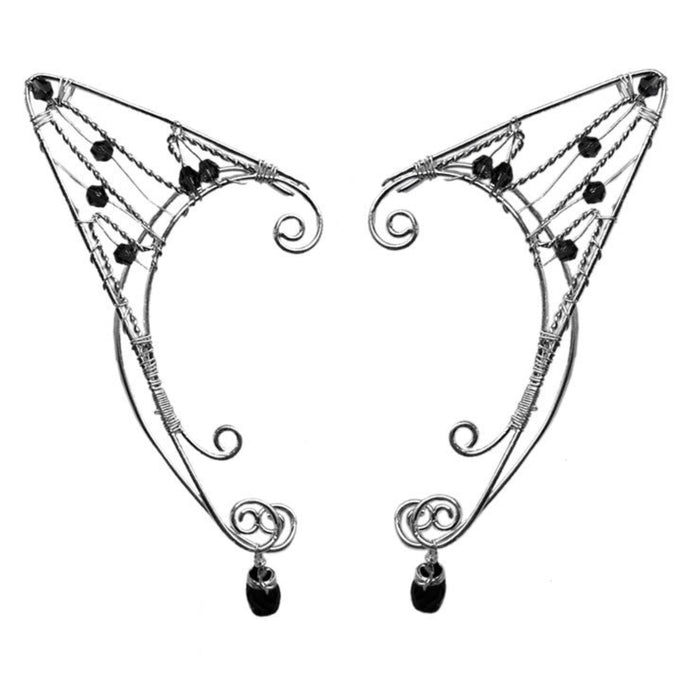 Steampunk winged elf ear cuff with gears fantasy ear wrap jewelry worn on ear
