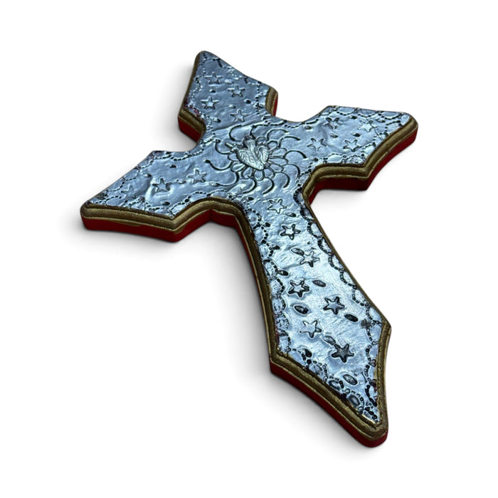Silver Wooden Crosses w/ Single Milagros
