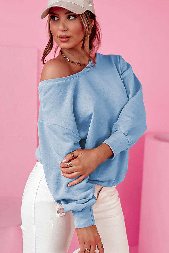Sky Blue Bowknot Dewback Round Neck Sweatshirt 🇺🇸
