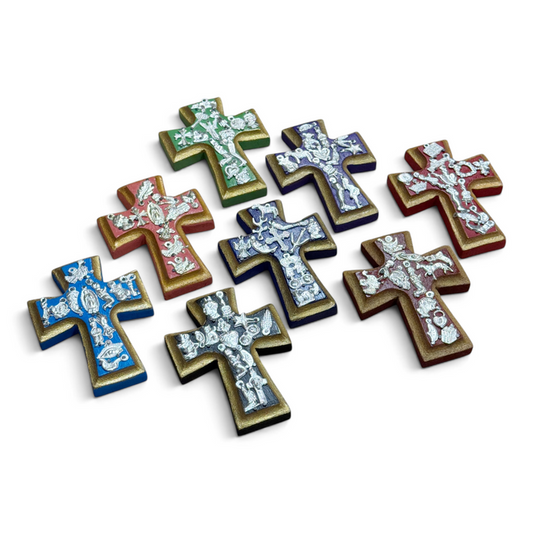 Small Wooden Cross w/ Milagros