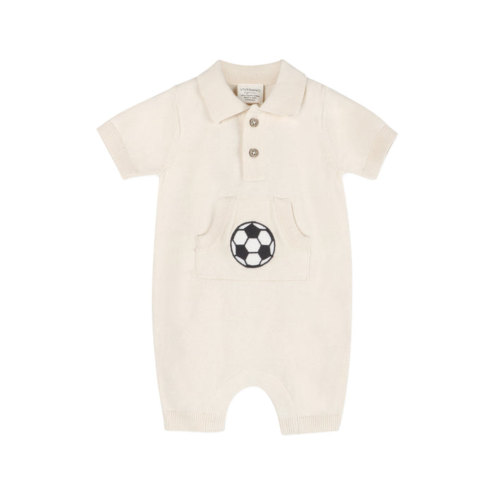 Soccer Applique Baby Knit Romper (Organic Cotton)
