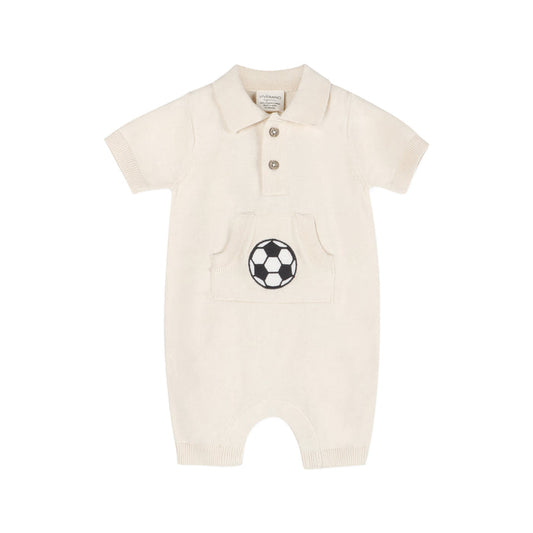 Soccer Applique Baby Knit Romper (Organic Cotton)