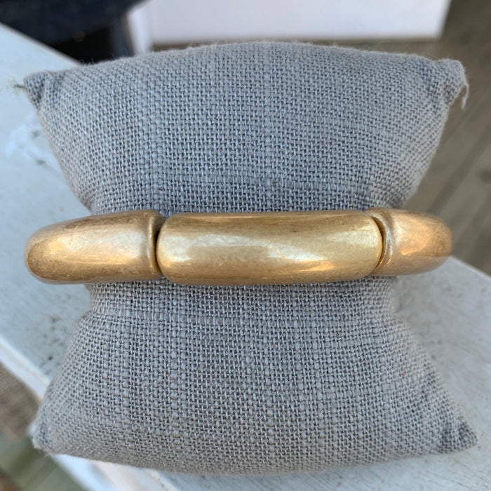 Metal Bamboo Stretch Matte Gold Bracelet