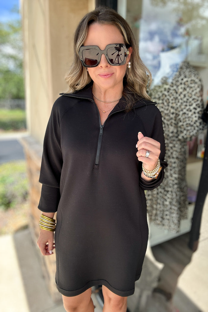 Spanx: AirEssentials Half Zip Dress - Very Black - B Social Boutique