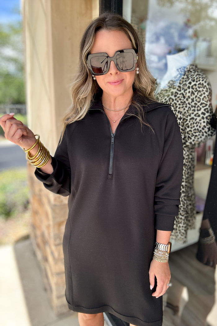 Spanx: AirEssentials Half Zip Dress - Very Black - B Social Boutique
