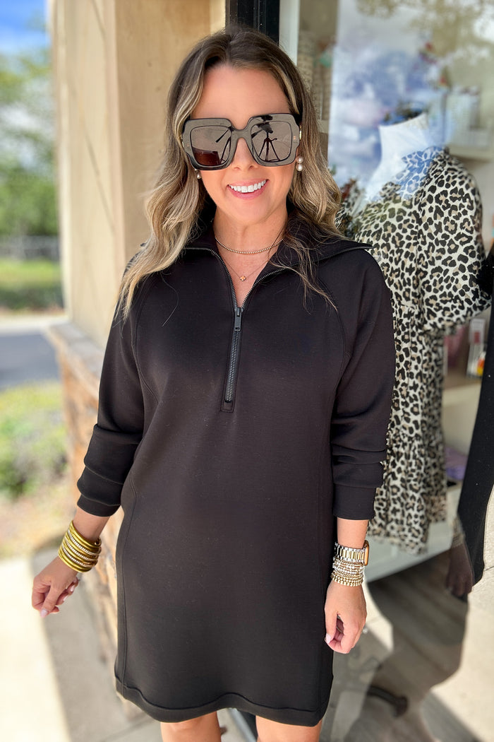 Spanx: AirEssentials Half Zip Dress - Very Black - B Social Boutique