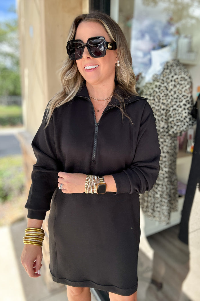 Spanx: AirEssentials Half Zip Dress - Very Black - B Social Boutique