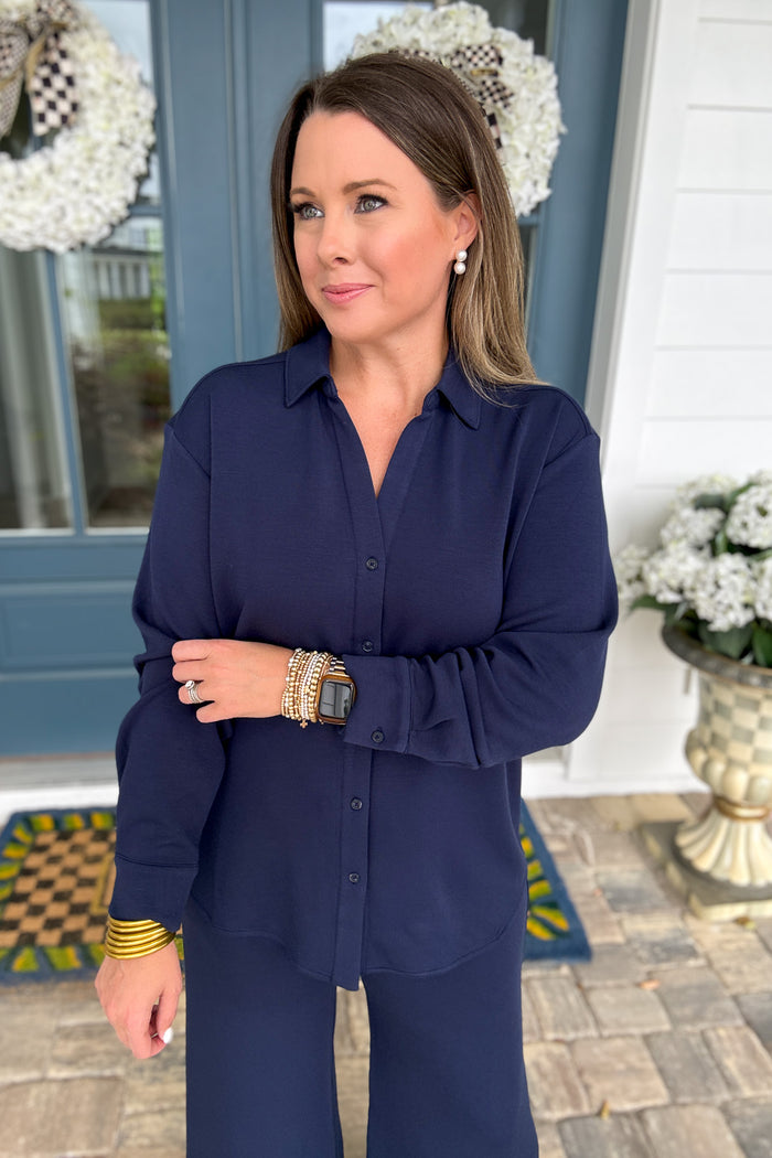 SPANX: AirEssentials Oversized Button Down - Timeless Navy
