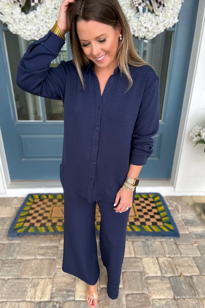 SPANX: AirEssentials Oversized Button Down - Timeless Navy