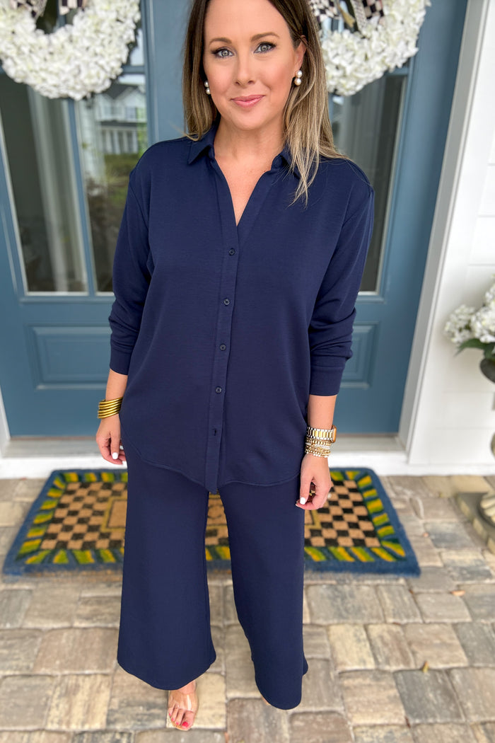 SPANX: AirEssentials Oversized Button Down - Timeless Navy - B Social Boutique