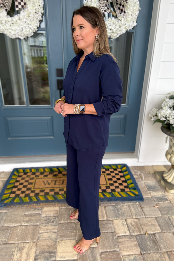 SPANX: AirEssentials Oversized Button Down - Timeless Navy - B Social Boutique