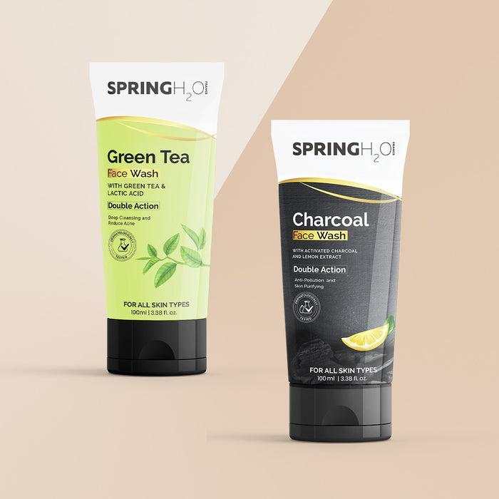 SPRING H2O Green Tea & Charcoal Face Wash Combo (200 ml)