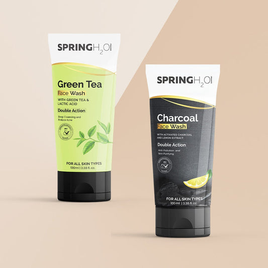 SPRING H2O Green Tea & Charcoal Face Wash Combo (200 ml)