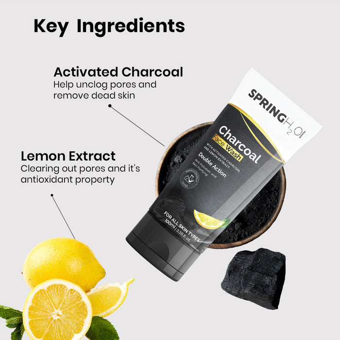 SPRING H2O Green Tea & Charcoal Face Wash Combo (200 ml)