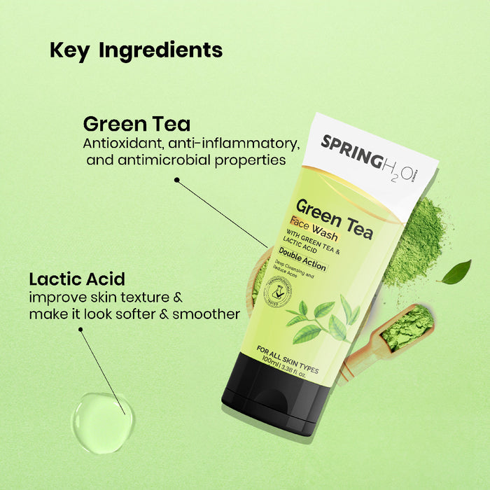 SPRING H2O Green Tea & Charcoal Face Wash Combo (200 ml)