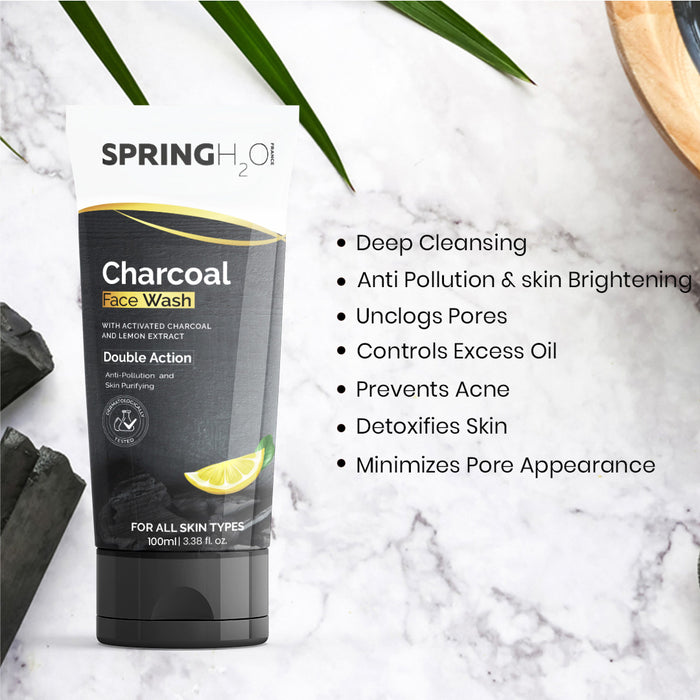 SPRING H2O Green Tea & Charcoal Face Wash Combo (200 ml)
