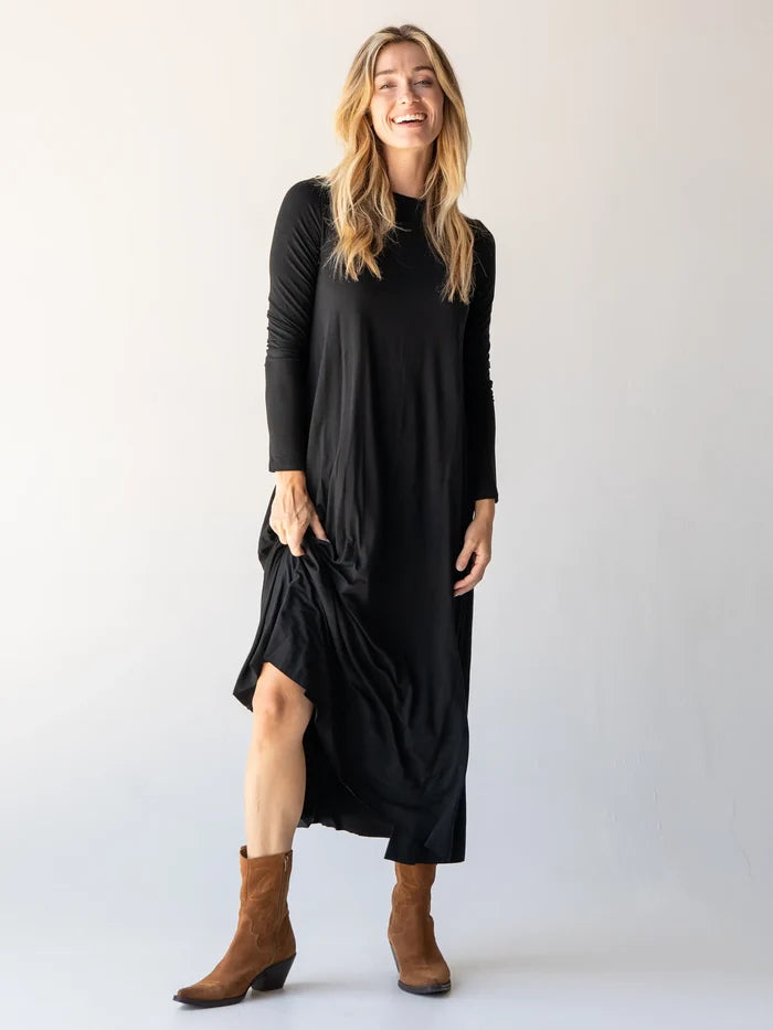 Stevie Knit Maxi Dress - Black-view 3