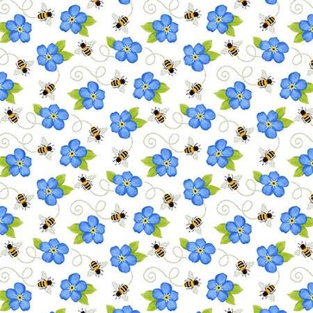 SUNNY SUNFLOWERS - TOSSED BEES AND FLOWERS (4 YARDS)