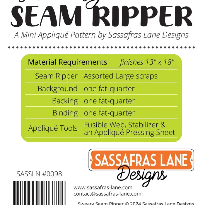 Sweary Seam Ripper Quilt Pattern