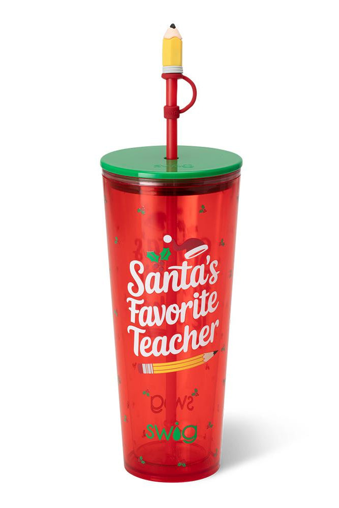 Swig: Santa’s Favorite Teacher Plastic Tumbler 24oz