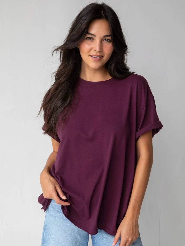 Take It In Cotton Tee - Cranberry-view 1