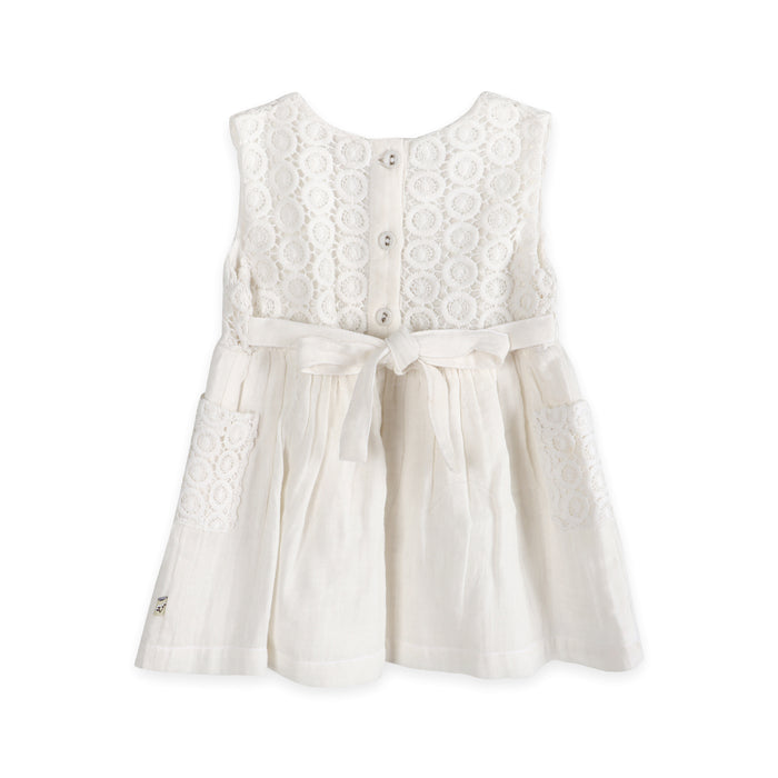 Taylor Crochet Lace Baby Dress Back (Organic)