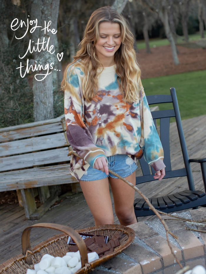 Taylor Oversized Sweater|Sunset Tie-Dye-view 1