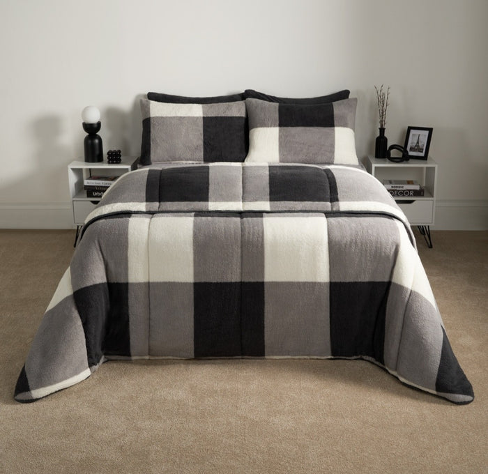 Teddy Gingham Coverless 10.5 Duvet & Pillowcases - Monochrome 🇬🇧