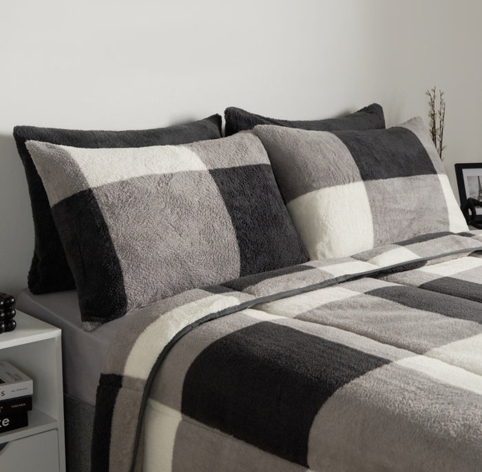Teddy Gingham Coverless 10.5 Duvet & Pillowcases - Monochrome 🇬🇧