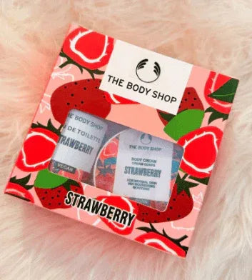 The Body Shop Jolly & Juicy Strawberry Treats Body Care Holiday Gift Set, Vegan, 2-Piece Set - - Pinky Cosmetics -- United Arab Emirates -- Pinky Cosmetics
