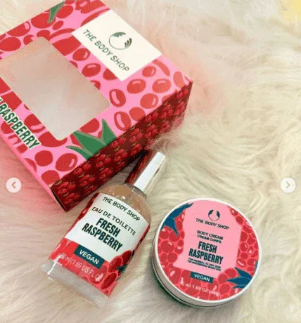 The Body Shop Jolly & Juicy Strawberry Treats Body Care Holiday Gift Set, Vegan, 2-Piece Set - - Pinky Cosmetics -- United Arab Emirates -- Pinky Cosmetics