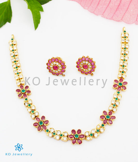 The Makaranda Silver Kempu Necklace