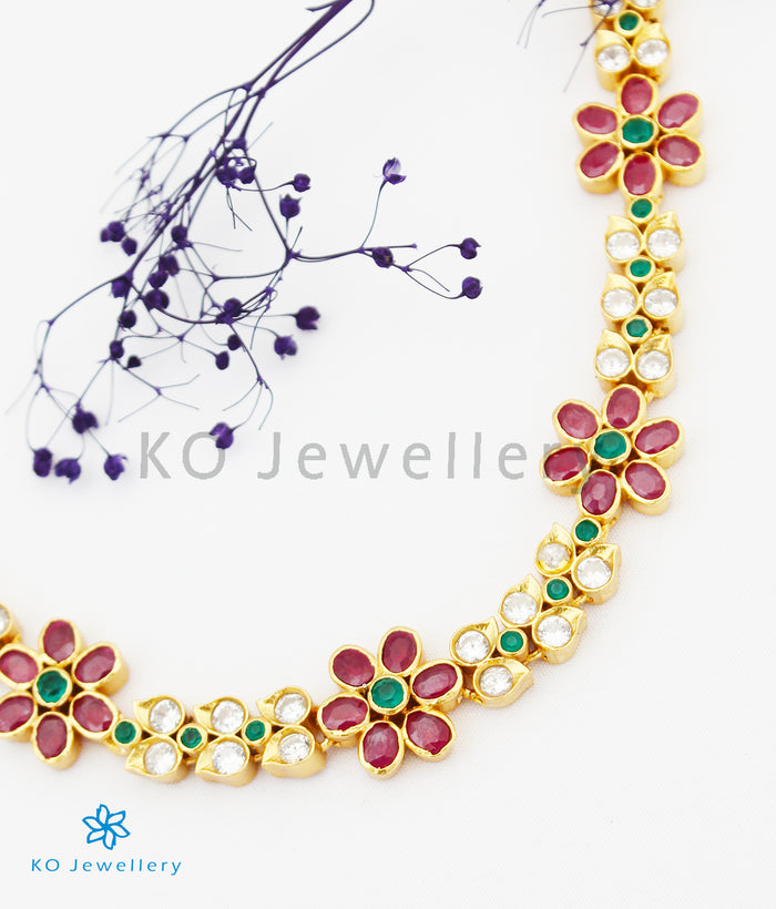 The Makaranda Silver Kempu Necklace