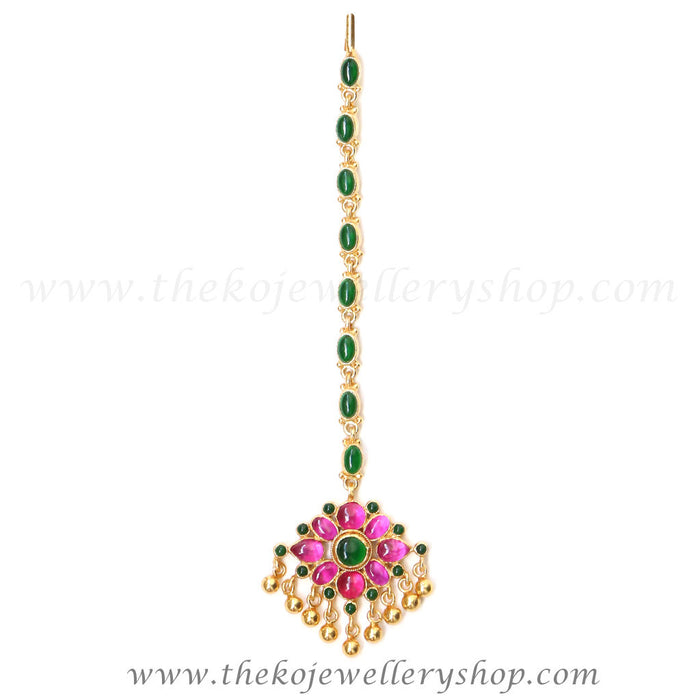 silver with gold plating- bridal jewelry ,maang tika, teeka, tikka