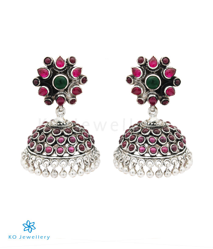 The Puspavat Silver Kemp Jhumka (Oxidised)