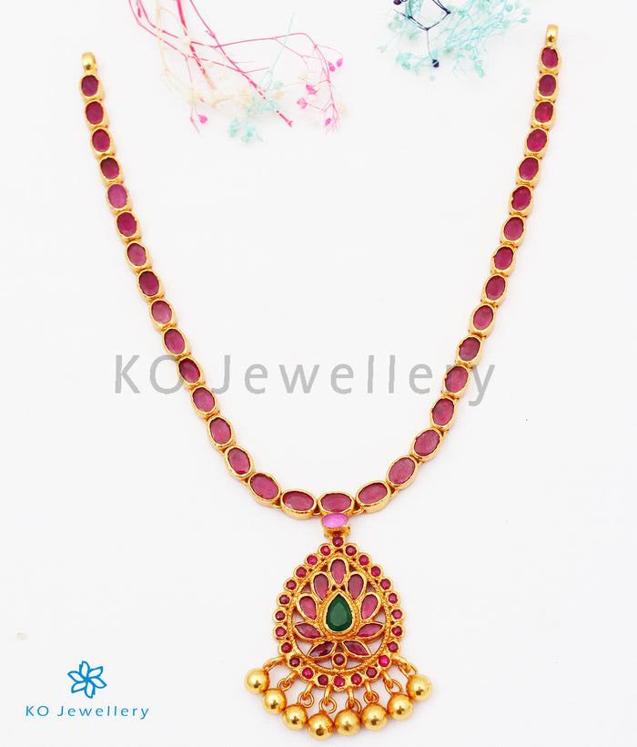 The Vanya Silver Necklace (Red/Green)