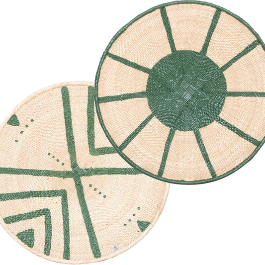 Tonga Painted Pattern Baskets | Green Natural
