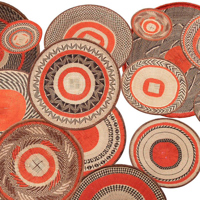 Tonga Painted Pattern Baskets | Orange Pattern