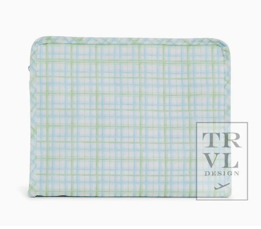 TRVL Design Roadie Large - Classic Plaid Green Zip Pouch