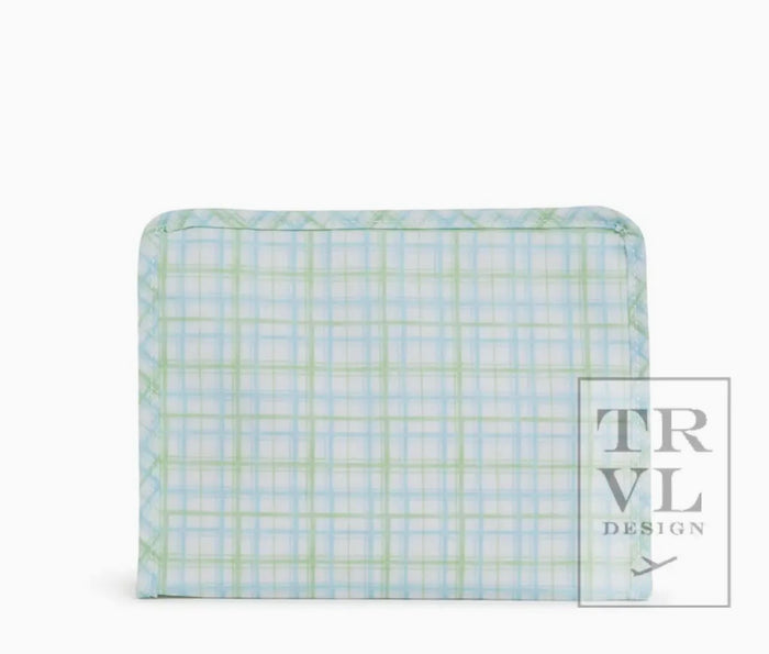 TRVL Design Roadie Medium - Classic Plaid Green Zip Pouch