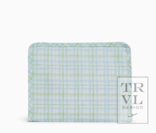 TRVL Design Roadie Medium - Classic Plaid Green Zip Pouch
