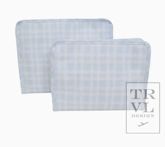 TRVL Design Roadie Medium - Pimlico Plaid Blue Zip Pouch