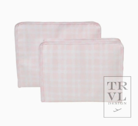 TRVL Design Roadie Medium - Pimlico Plaid Pink Zip Pouch