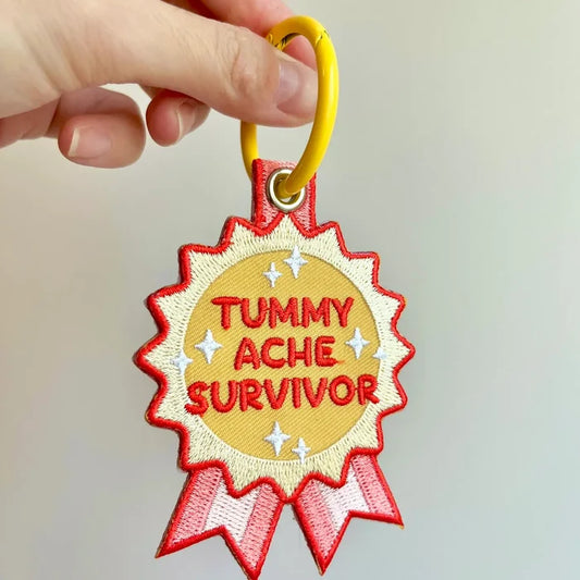 Tummy Ache Survivor Embroidered Keychain